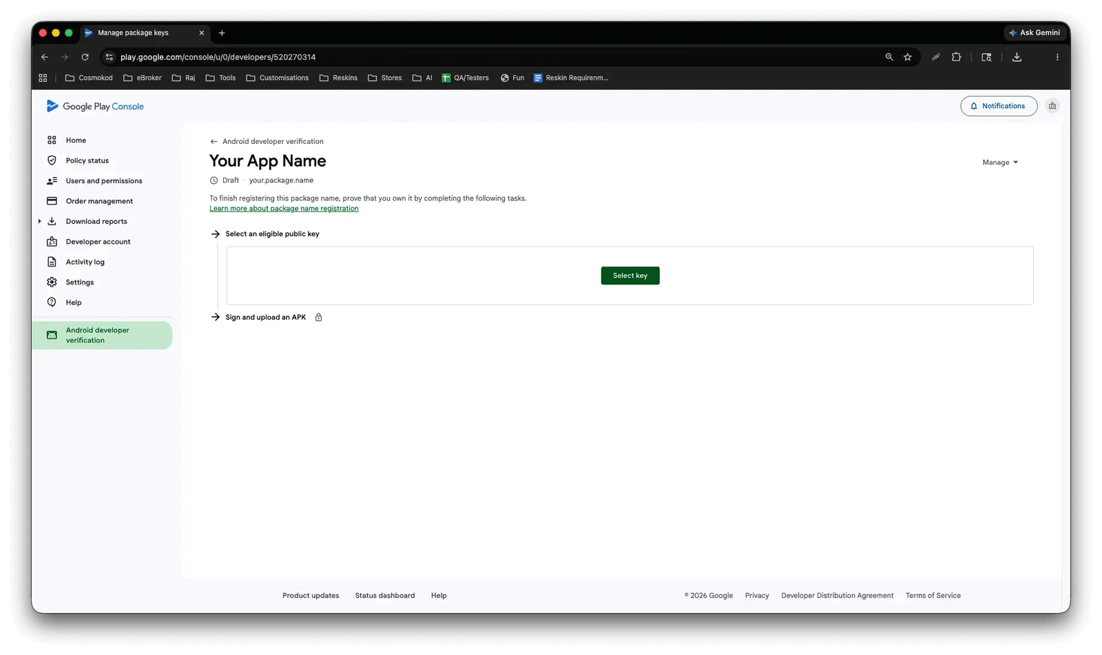 Select Existing Signing Key