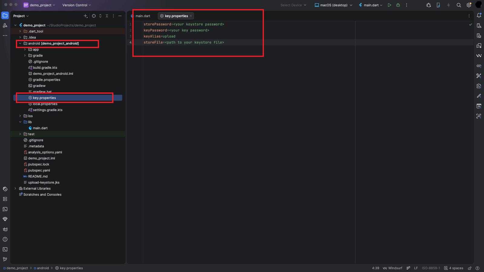 Create key.properties File