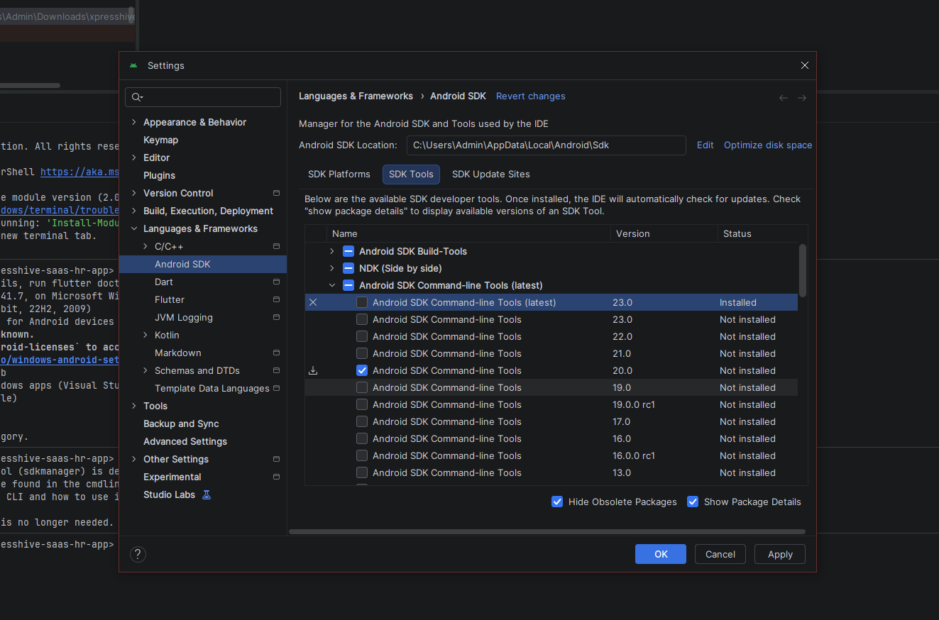 Android SDK Command-line Tools Version